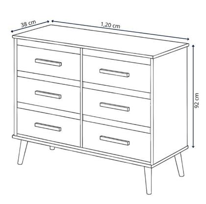 Imagem de Cômoda 6 Gavetas Mila com Estilo Retrô Branca - Moblis