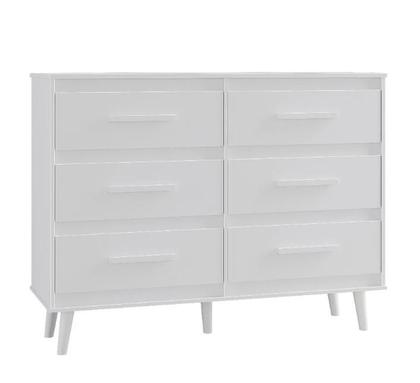 Imagem de Cômoda 6 Gavetas Mila com Estilo Retrô Branca - Moblis