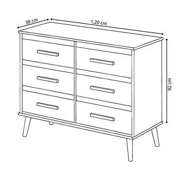 Imagem de Cômoda 6 Gavetas Mila com Estilo Retrô MDP - Savana/Off-White