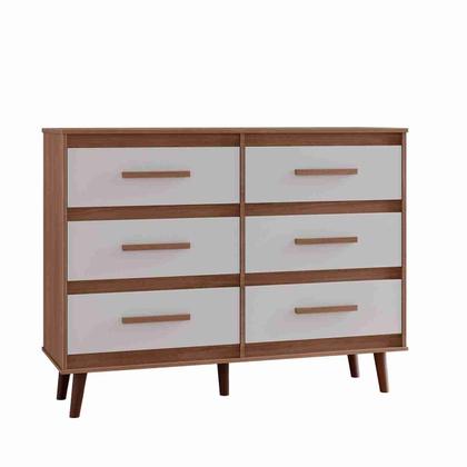 Imagem de Cômoda 6 Gavetas Mila com Estilo Retrô MDP - Savana/Off-White