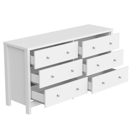 Imagem de Cômoda 6 Gavetas  Quarto Bebê Infantil Casal Solteiro Multifuncional Grande Branca