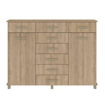 Imagem de Cômoda 8 Gavetas 2Gavetas com Cabideiro e Pés Malibu Mel