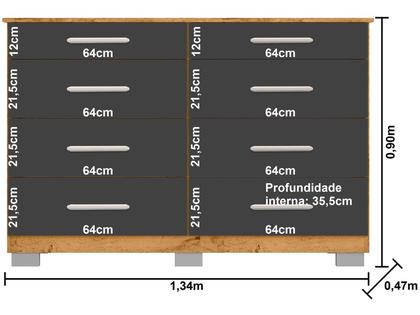 Imagem de Cômoda 8 Gavetas Araplac Denver