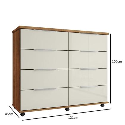 Imagem de Cômoda 8 Gavetas Athenas Cor Cedro e Areia - Rud Rack