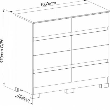 Imagem de Cômoda 8 Gavetas com Pés Lara Móveis Castro