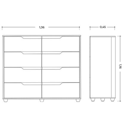 Imagem de Cômoda 8 Gavetas Flex Doble Albatroz