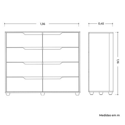 Imagem de Cômoda 8 Gavetas Flex Doble Albatroz