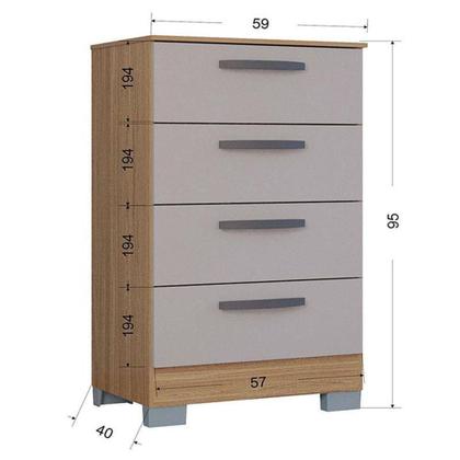 Imagem de Cômoda 867 4 Gavetas Com Armário Multiuso 2 Portas Pequeno Damasco Off White - Poquema
