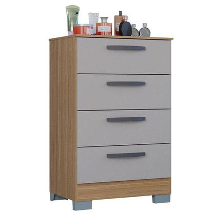 Imagem de Cômoda 867 4 Gavetas Com Guarda Roupa Casal Milão 6 Portas Damasco Off White - Poquema