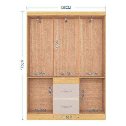 Imagem de Cômoda 867 4 Gavetas Com Guarda Roupa Casal Milão 6 Portas Damasco Off White - Poquema