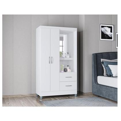 Imagem de Cômoda 867 4 Gavetas com Guarda Roupa Solteiro Córdoba 2 Portas Branco Brilho - Poquema
