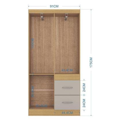 Imagem de Cômoda 867 4 Gavetas Com Guarda Roupa Solteiro Milão 4 Portas Damasco Off White - Poquema