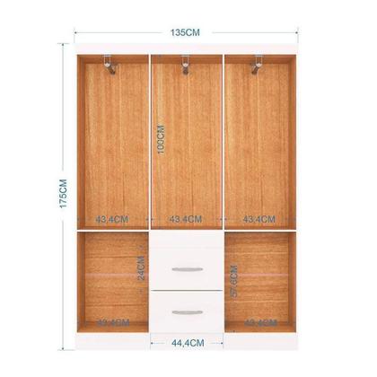 Imagem de Cômoda 868 4 Gavetas E 1 Porta Com Guarda Roupa Casal Milão 6 Portas Branco Brilho - Poquema