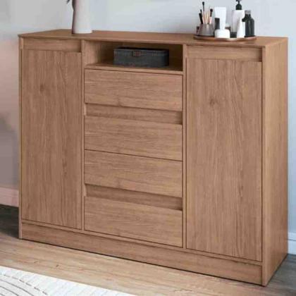 Imagem de Cômoda Alba 4 Gavetas 2 Portas Branco Line Castro Móveis