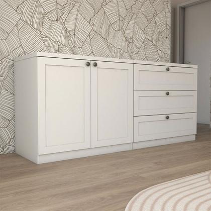 Imagem de Cômoda Americana 2 Portas 3 Gavetas 100% Mdf Branco Fosco - Panorama Móveis