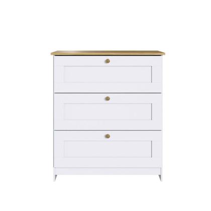 Imagem de Cômoda Americano 3 Gavetas Branco/Ipê - Decibal