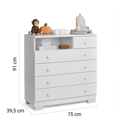 Imagem de Cômoda Amora 4 Gavetas com Nicho MDF Moderna para Quarto Infantil e Bebê 75cm Organizador Branca com Gavetas Espaçosas Design Funcional