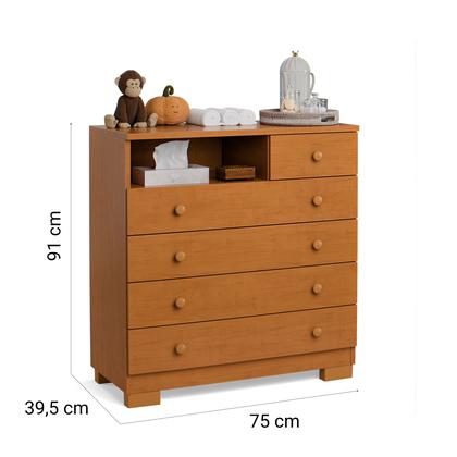 Imagem de Cômoda Amora 4 Gavetas com Nicho MDF Moderna para Quarto Infantil e Bebê 75cm Organizador Branca com Gavetas Espaçosas Design Funcional