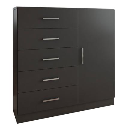 Imagem de Cômoda Angra 5 Gavetas 1 Porta Preto - Panorama Móveis