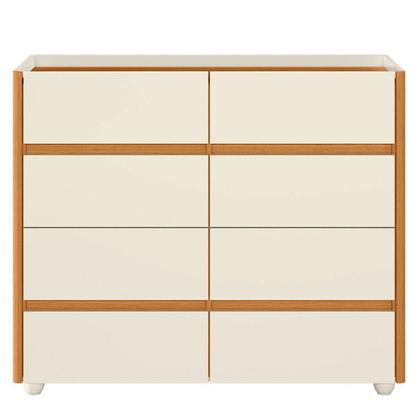 Imagem de Cômoda Aparador 8 Gavetas Com Tampo Estilo Bandeja Eternity Off White/cinamomo