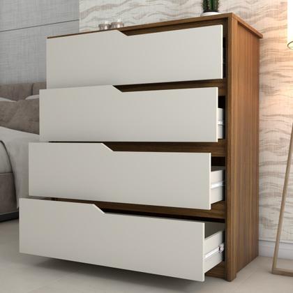 Imagem de Cômoda Arabella 4 Gavetas Cinamomo/Off White - Panorama Móveis