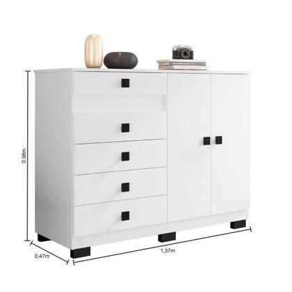 Imagem de Cômoda Araplac 2 Portas 5 Gavetas  Organização com estilo para o seu ambiente!