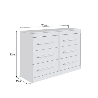 Imagem de Cômoda Arizona 6 Gavetas 100% Mdf Branco - Doripel