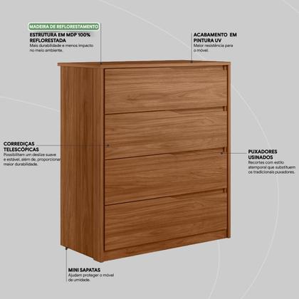 Imagem de Cômoda Atria Quarto com 4 Gavetas