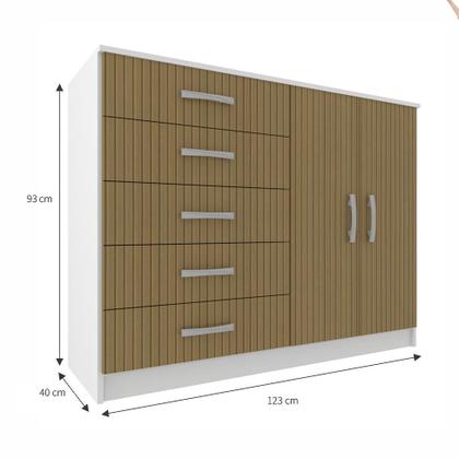 Imagem de Cômoda Austin 2 PT 5 GV Marrom Claro e Branca