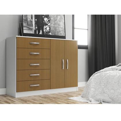 Imagem de Cômoda Austin 2 PT 5 GV Marrom Claro e Branca