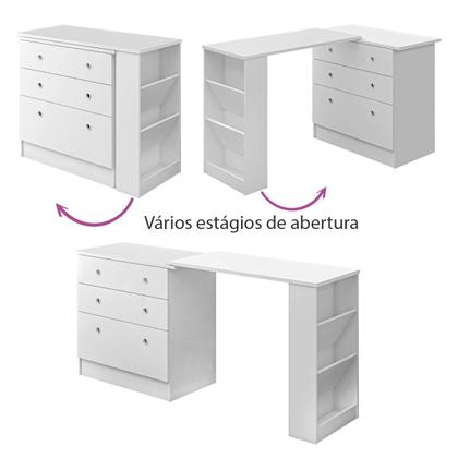 Imagem de Cômoda Bebê Com Colchão Trocador  Impermeavel Fraldas Roupas Infantil Mesa Giratoria Varias Posicões Nicho Lateral Para Apoio  Acessorios