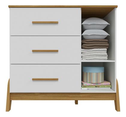 Imagem de Cômoda Bebê Retro Moveis Peroba Guti 03 gavetas 01 porta MDF