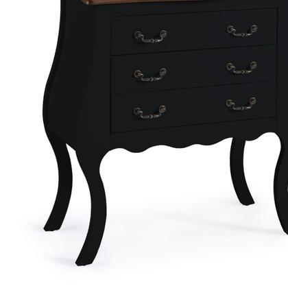 Imagem de Cômoda Bombê 3 Gavetas 1023 Linz Móveis - Preto/Imbuia Glazer