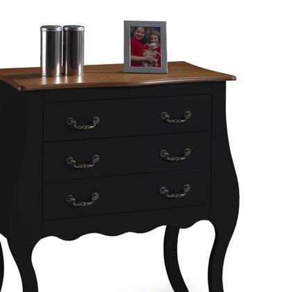 Imagem de Cômoda Bombê 3 Gavetas 1023 Linz Móveis - Preto/Imbuia Glazer