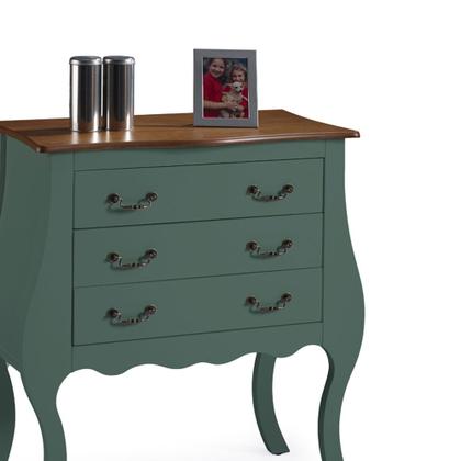 Imagem de Cômoda Bombê 3 Gavetas 1023 Linz Móveis - Verde Musgo/Imbuia Glazer