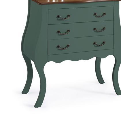 Imagem de Cômoda Bombê 3 Gavetas 1023 Linz Móveis - Verde Musgo/Imbuia Glazer