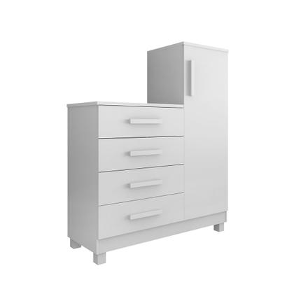 Imagem de Comoda Branca Quarto Casal Sapateira Grande com 4 Gavetas Reforçadas Versátil