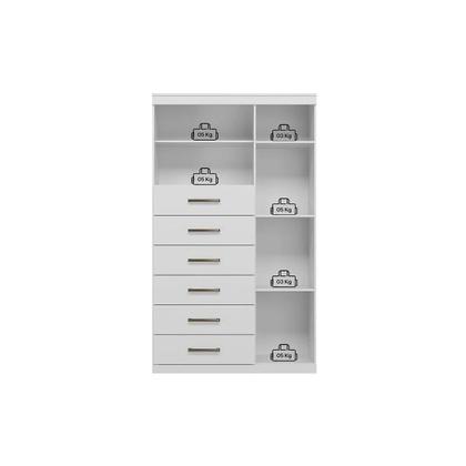 Imagem de Cômoda Casal Marabá 1.6 1 Porta + 2 Nichos e 6 Gavetas c/ Espelho Branco - Santos Andirá