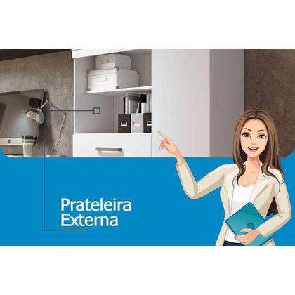 Imagem de Cômoda Casal Marabá 1.6 1 Porta + 2 Nichos e 6 Gavetas c/ Espelho Branco - Santos Andirá