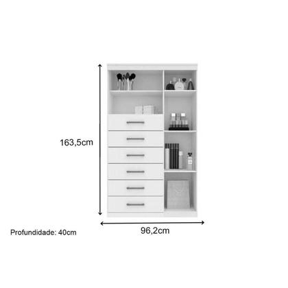 Imagem de Cômoda Casal Marabá 1.6 1 Porta + 2 Nichos e 6 Gavetas c/ Espelho e Pés Branco - Santos Andirá