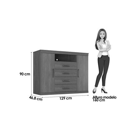 Imagem de Cômoda Casal Master c/ 2 Portas 1 Nicho e 4 Gavetas Branco - Santos Andirá