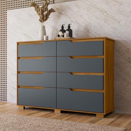 Imagem de Comoda Casal Quarto Georgia 8 Gavetas Freijo com Cinza - Moval