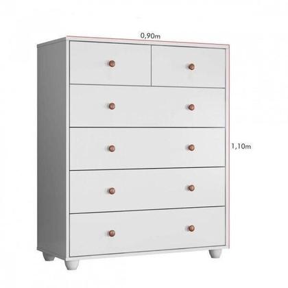Imagem de Cômoda Casal Vittória com 6 Gavetas - Branco