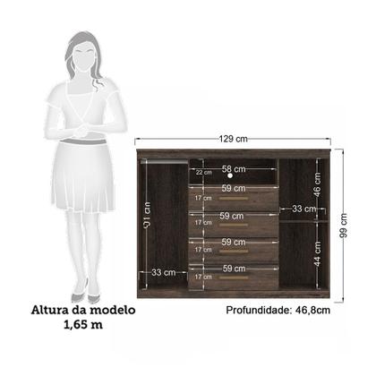 Imagem de Cômoda com 2 Portas e 4 Gavetas Havana Master Santos Andirá