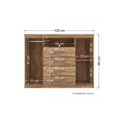 Imagem de Cômoda com 2 Portas e 4 Gavetas Havana Master Santos Andirá
