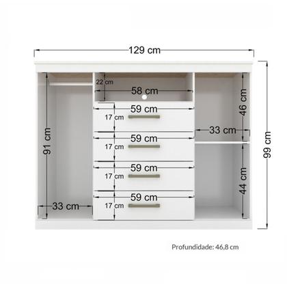 Imagem de Cômoda com 2 Portas e 4 Gavetas Havana Master Santos Andirá