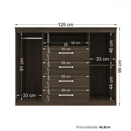 Imagem de Cômoda com 2 Portas e 4 Gavetas Havana Master Santos Andirá