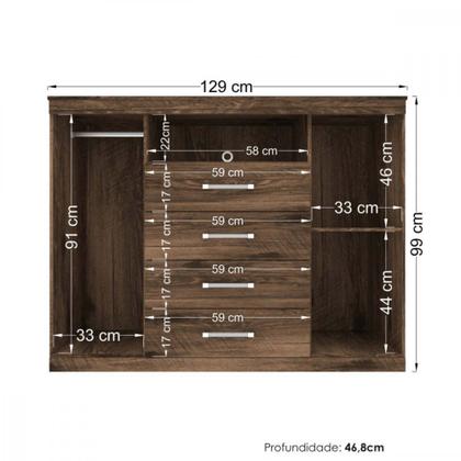 Imagem de Cômoda com 2 Portas e 4 Gavetas Havana Master Santos Andirá