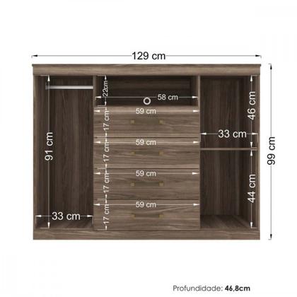 Imagem de Cômoda com 2 Portas e 4 Gavetas Havana Master Santos Andirá