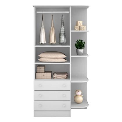 Imagem de Cômoda com 4 Gavetas e Roupeiro Amesterdã Branco Branco
